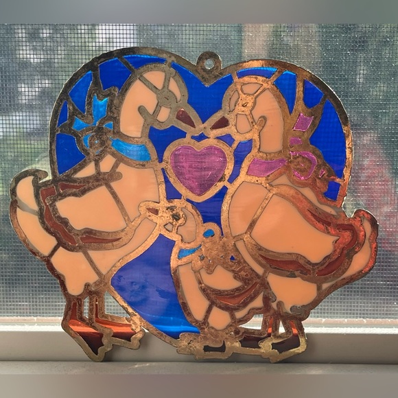 Vintage Family of Geese Sun catcher Stained Glass Look VGC So Sweet Darling - Picture 2 of 4